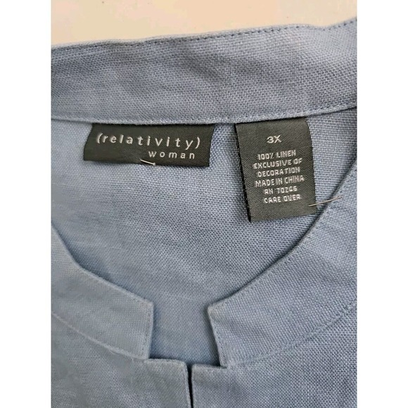 Relativity ~Woman Plus Size 3X~ Crystal Embroidered Linen Jacket Button Down NWT - Picture 7 of 10